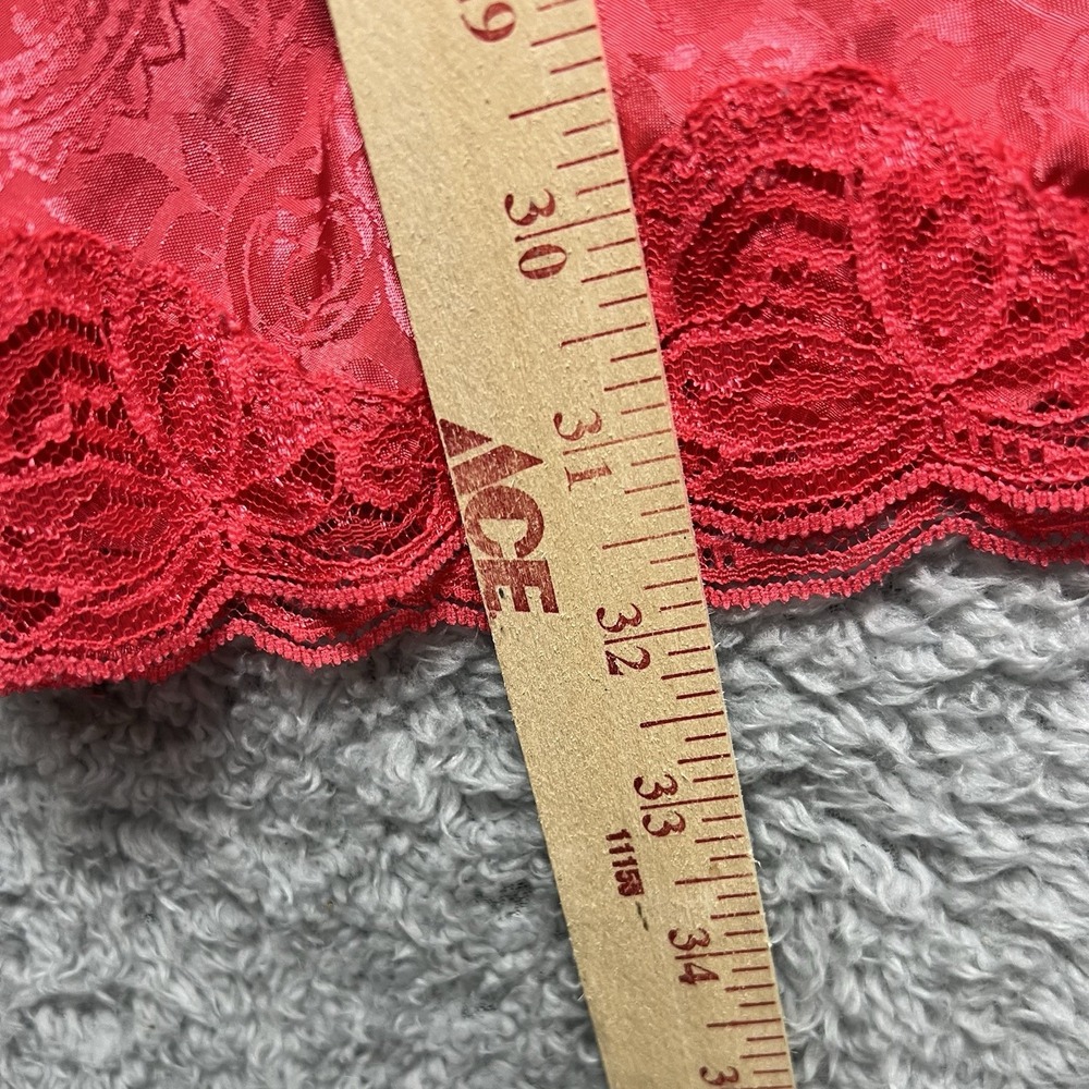 Victoria Secrets Nightie Red Floral Lace Chemise Scallop Hem Vintage Romantic - Picture 9 of 9